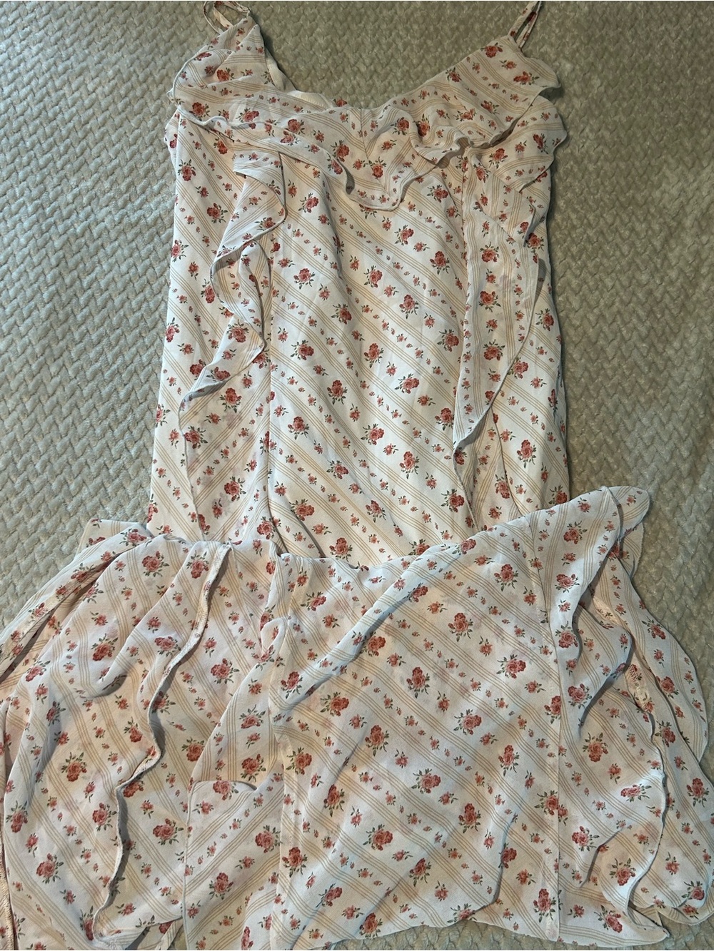 Forever 21 Cream Maxi Dress with Pink Floral Print